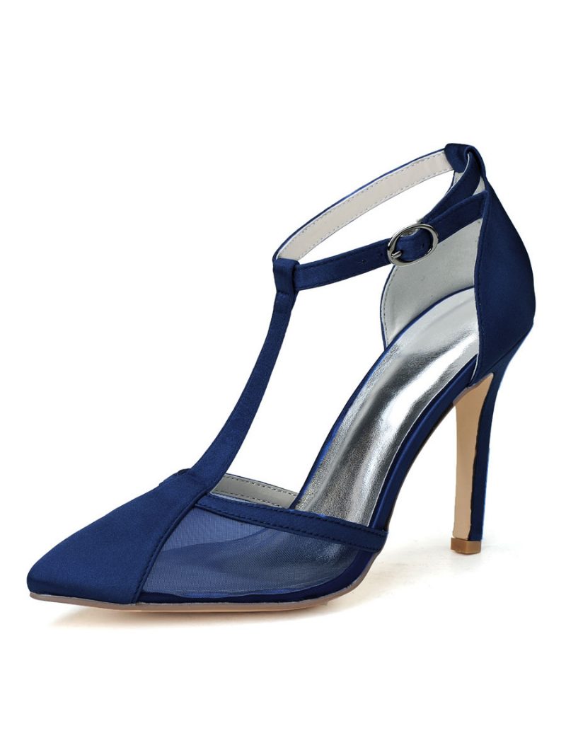 Damen-brautschuhe Mit T-riemen Und Absatz - Tiefblau