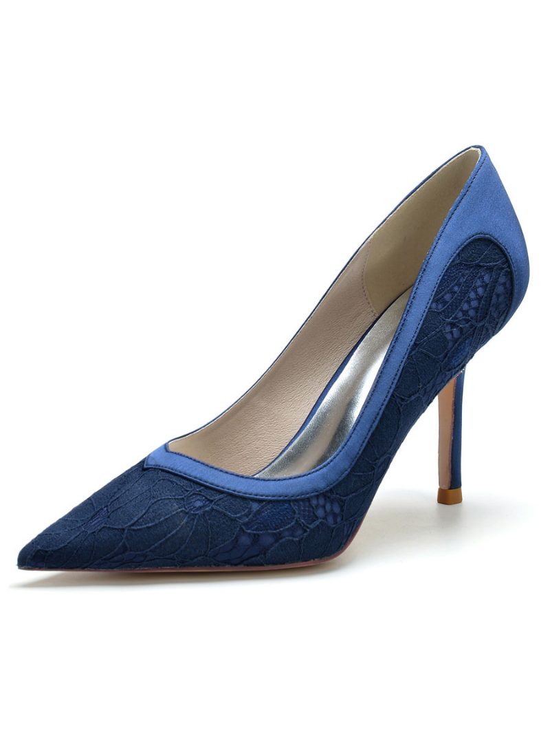 Damen-brautschuhe Spitzen-pumps Mit Stiletto-absatz - Tiefblau