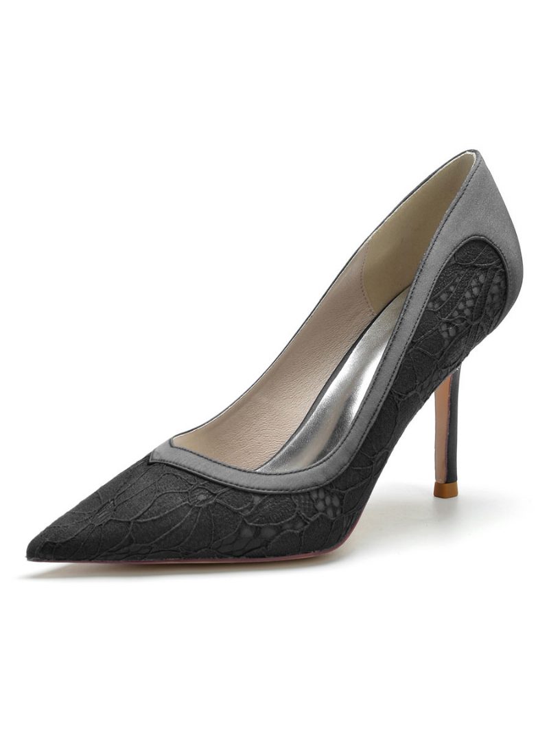 Damen-brautschuhe Spitzen-pumps Mit Stiletto-absatz - Schwarz