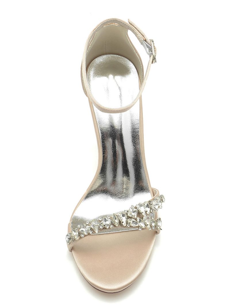 Damen-brautschuhe Strass Satin Offener Zehenbereich Stiletto-absatz Brautschuhe - Champagner