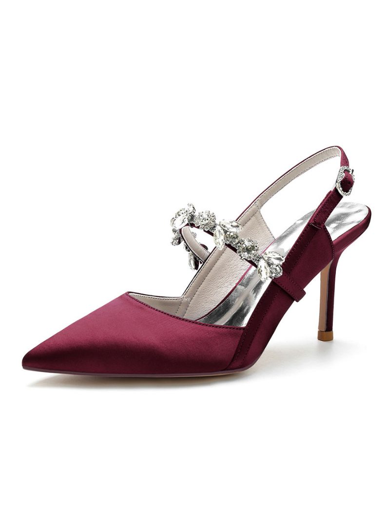 Damen-brautschuhe Strasssteine Mary Jane Stiletto-absatz - Burgund