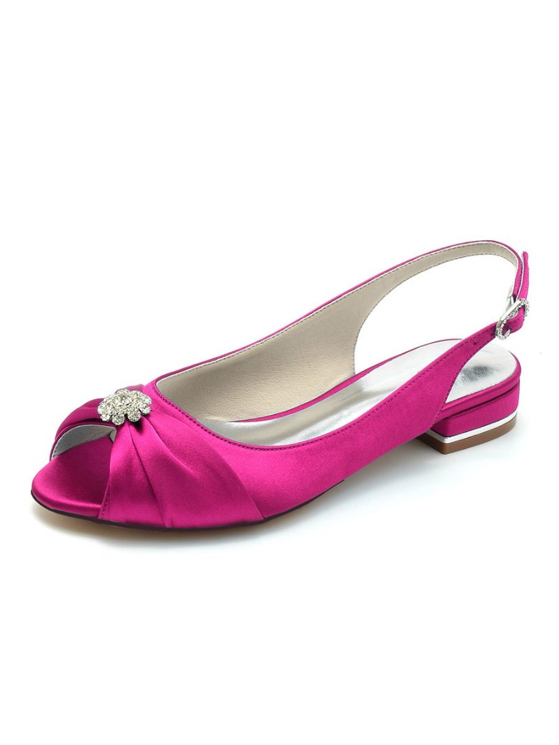 Damen-brautschuhe Strasssteine Satin Peep-toe Flache Brautschuhe - Rose