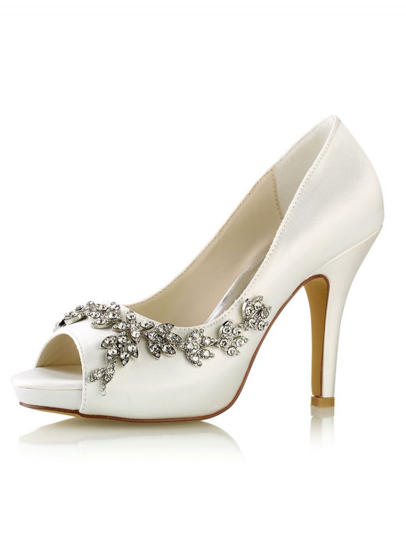 Damen-hochzeitspumps Strass-plateau-stiletto-absätze - Elfenbein