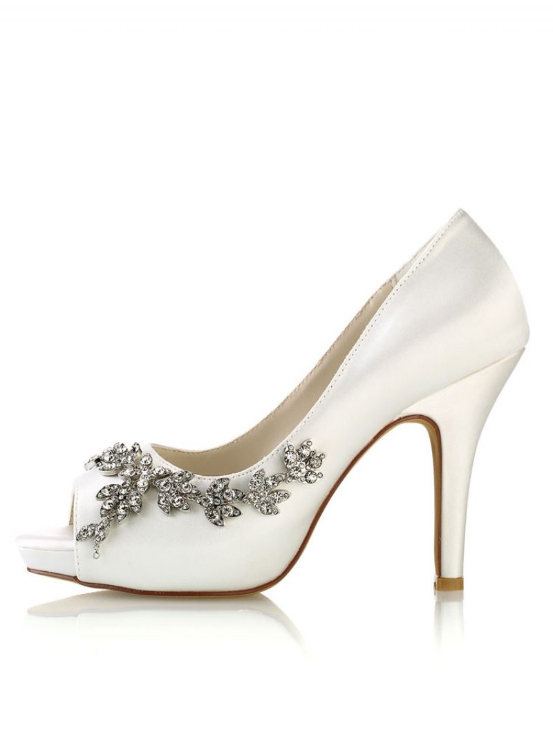 Damen-hochzeitspumps Strass-plateau-stiletto-absätze - Elfenbein