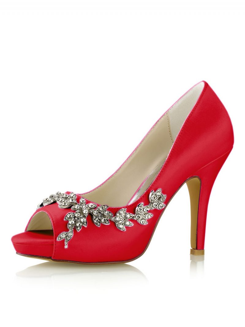 Damen-hochzeitspumps Strass-plateau-stiletto-absätze - Rot