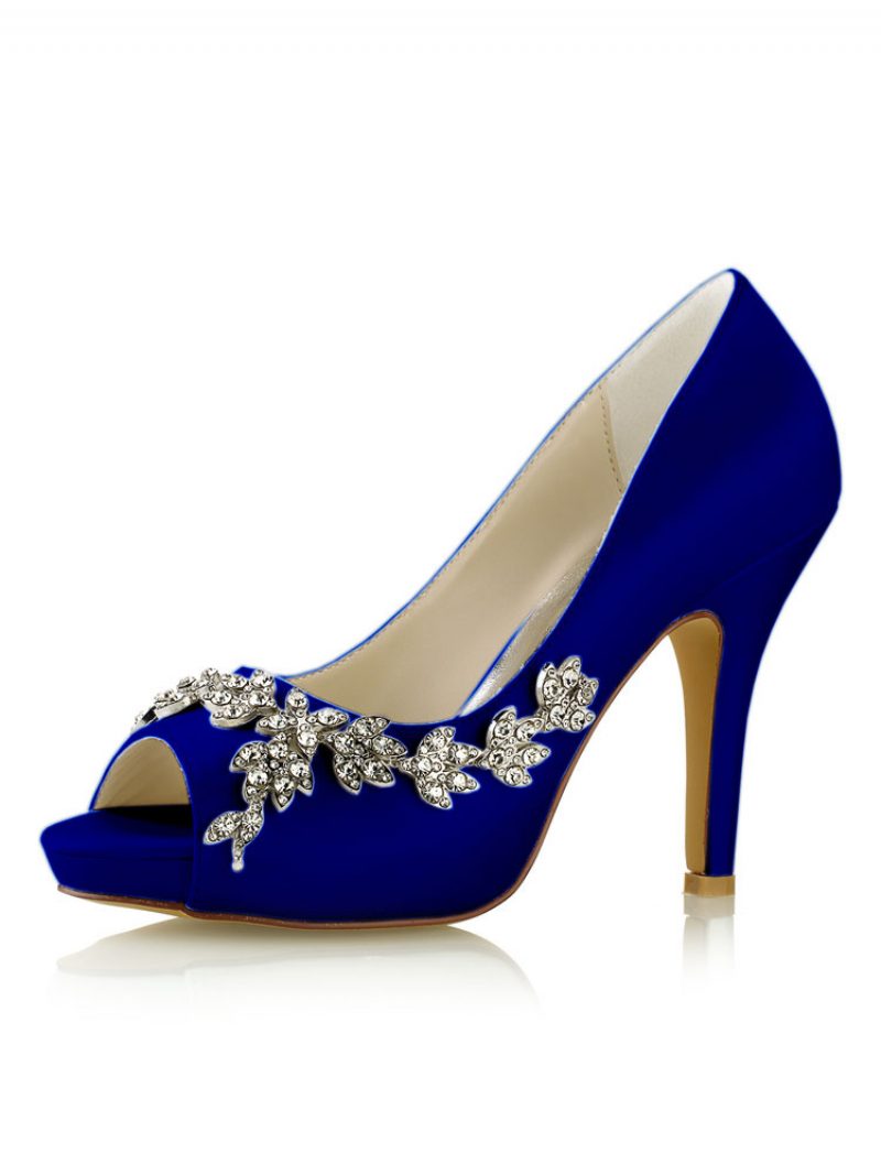 Damen-hochzeitspumps Strass-plateau-stiletto-absätze - Tiefblau