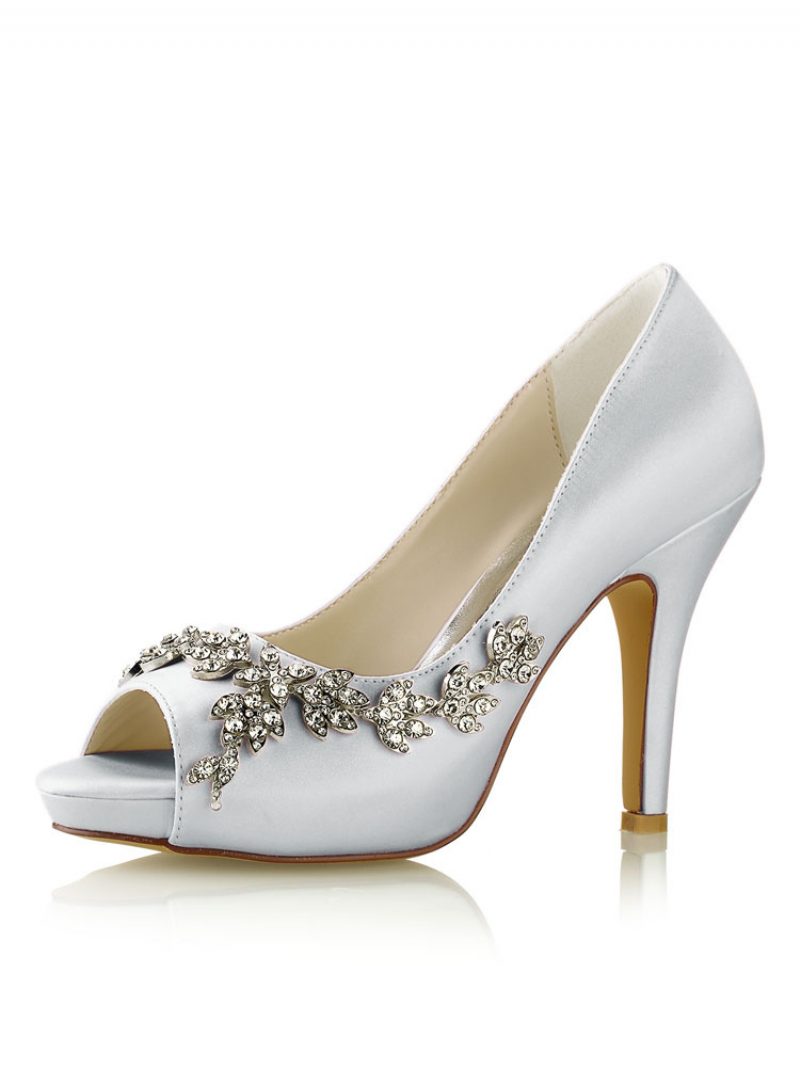 Damen-hochzeitspumps Strass-plateau-stiletto-absätze - Silber