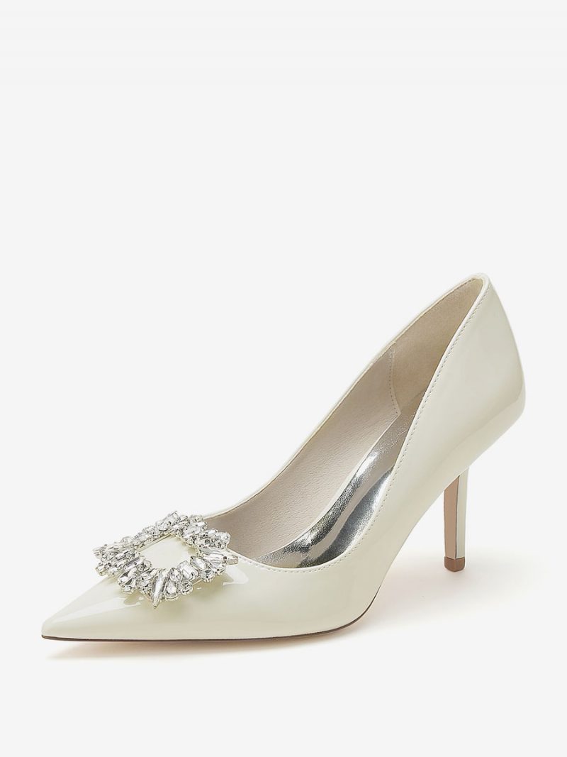 Damen-hochzeitsschuhe Brautpumps Lack-pu-obermaterial Spitze Zehenpartie Strasssteine High-heel-pumps - Beige