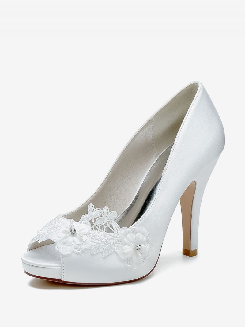 Damen Hochzeitsschuhe Brautpumps Satin Peep Toe