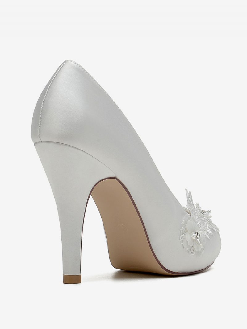 Damen Hochzeitsschuhe Brautpumps Satin Peep Toe - Elfenbein