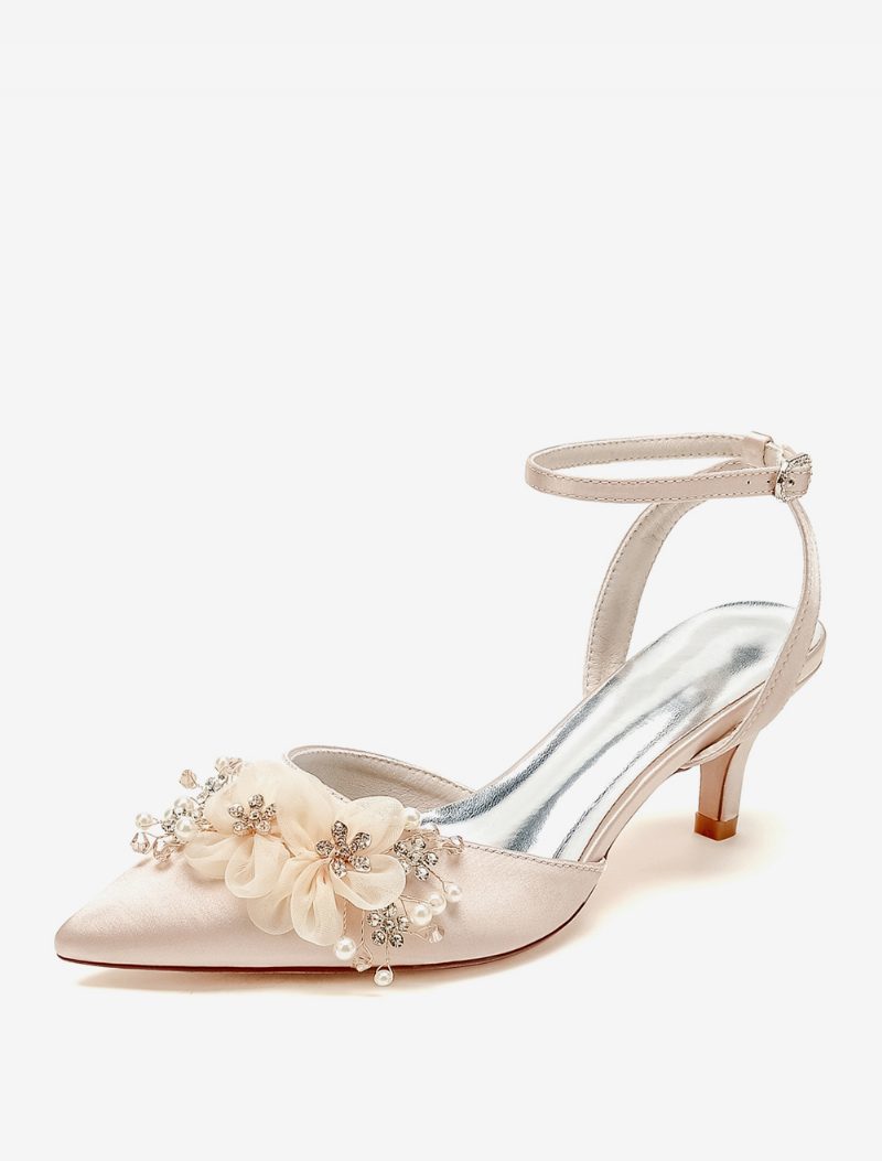 Damen-hochzeitsschuhe Brautpumps Satin Spitze Zehenpartie - Champagner