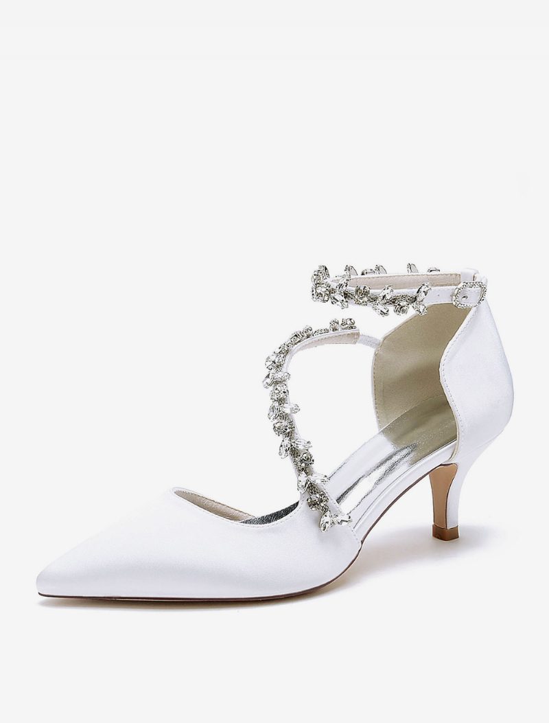 Damen-hochzeitsschuhe Brautpumps Satin Spitze Zehenpartie