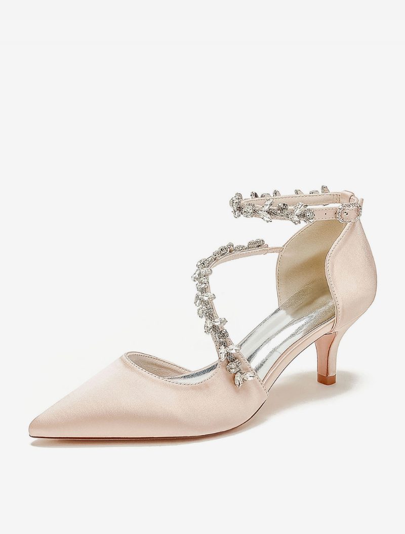 Damen-hochzeitsschuhe Brautpumps Satin Spitze Zehenpartie - Champagner