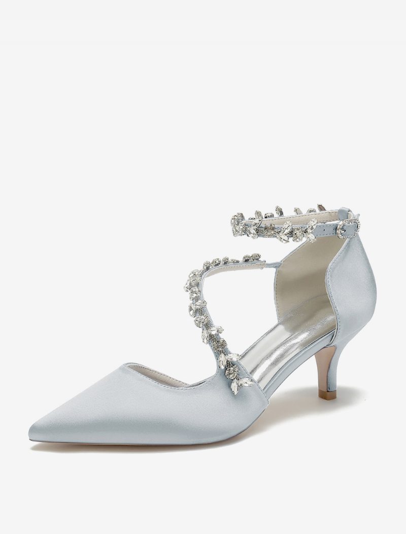 Damen-hochzeitsschuhe Brautpumps Satin Spitze Zehenpartie - Silber