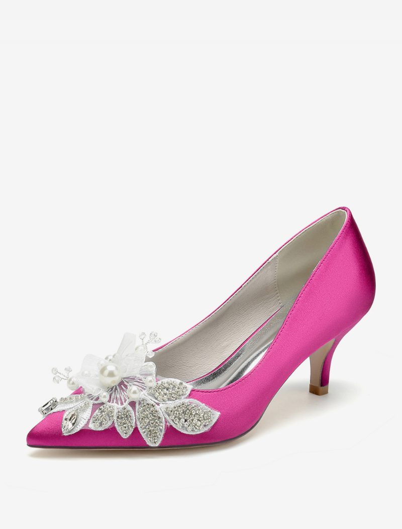 Damen-hochzeitsschuhe Brautpumps Satin Spitze Zehenpartie - Rose