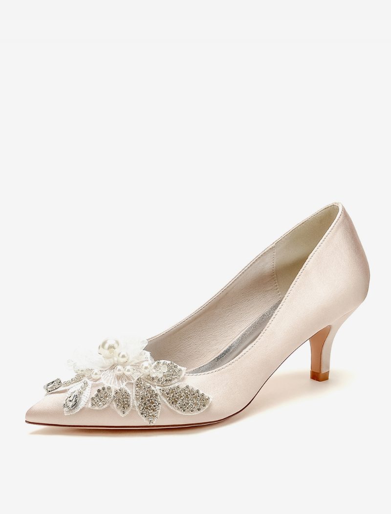 Damen-hochzeitsschuhe Brautpumps Satin Spitze Zehenpartie - Champagner