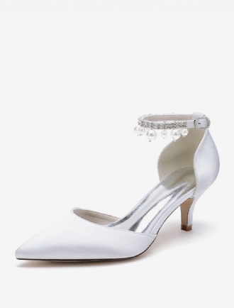 Damen-hochzeitsschuhe Brautpumps Satin Spitze Zehenpartie