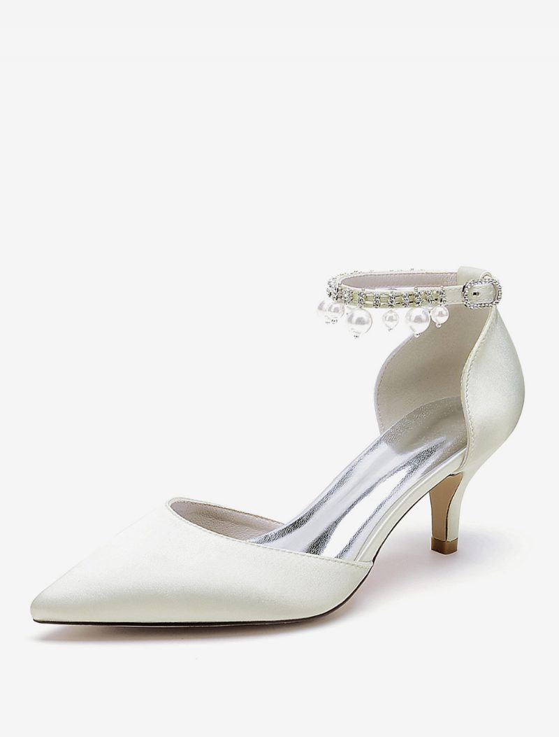 Damen-hochzeitsschuhe Brautpumps Satin Spitze Zehenpartie - Elfenbein