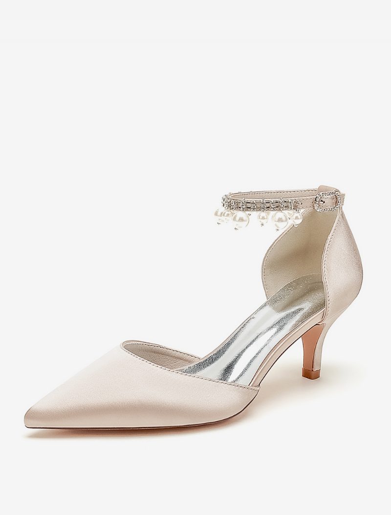 Damen-hochzeitsschuhe Brautpumps Satin Spitze Zehenpartie - Champagner