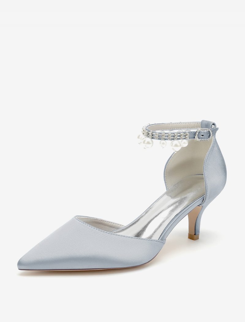 Damen-hochzeitsschuhe Brautpumps Satin Spitze Zehenpartie - Silber