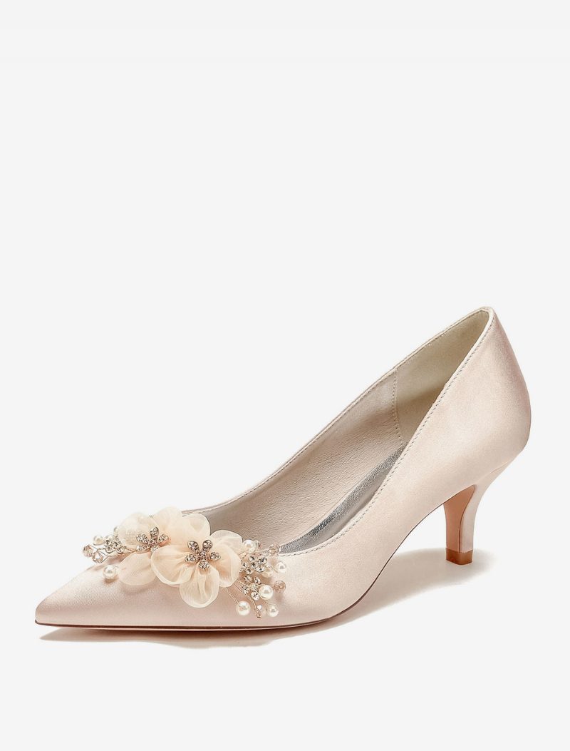 Damen-hochzeitsschuhe Brautpumps Satin Spitze Zehenpartie - Champagner