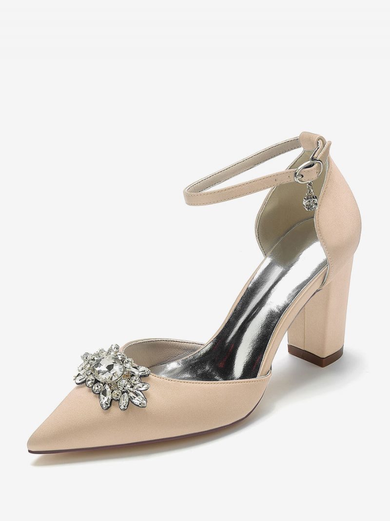 Damen-hochzeitsschuhe Brautpumps Seide Und Satin Spitze Zehenpartie Strasssteine - Champagner