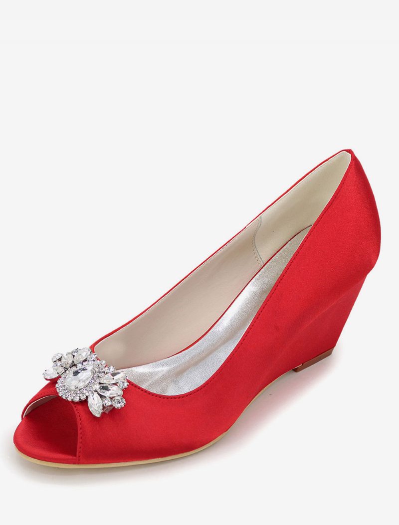 Damen-hochzeitsschuhe Mit Strass-wedges - Rot