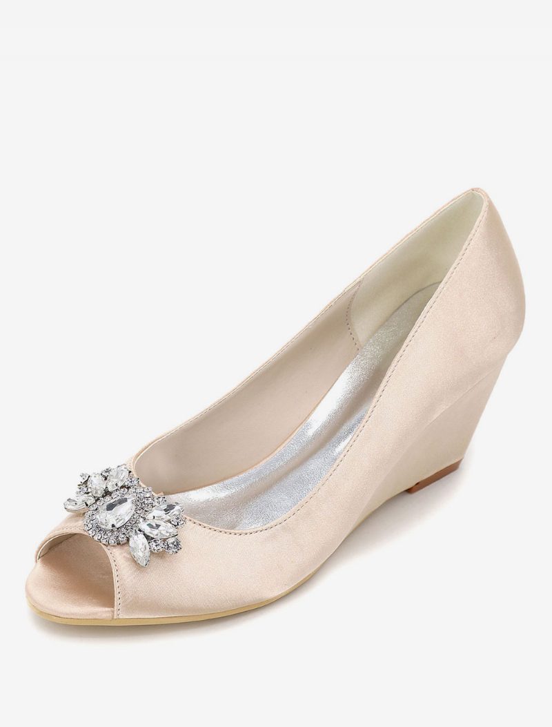 Damen-hochzeitsschuhe Mit Strass-wedges - Champagner