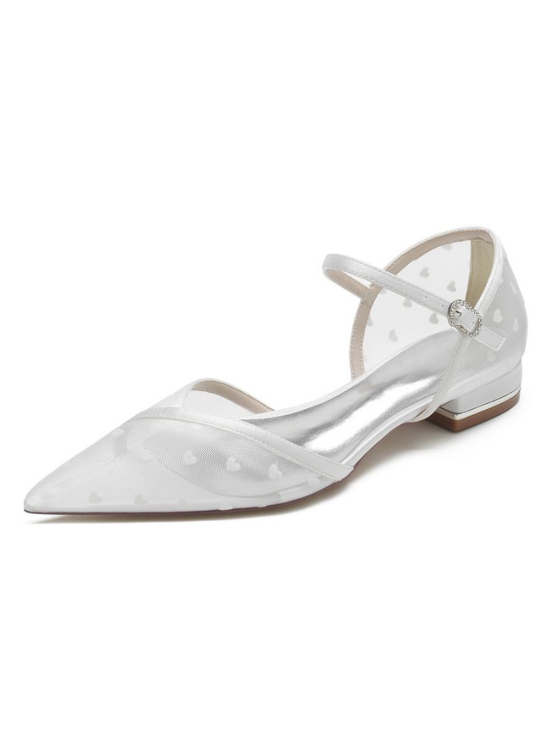 Damen-mary-jane-braut-flats Aus Netzstoff