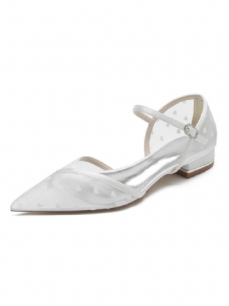 Damen-mary-jane-braut-flats Aus Netzstoff