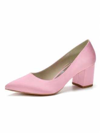 Damen-pumps Aus Satin Mit Blockabsatz Und Niedrigem Absatz