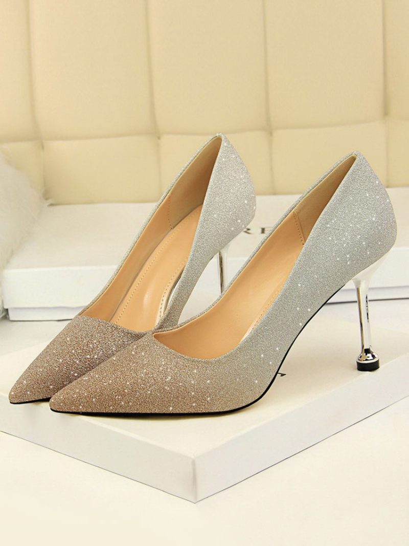 Damen-pumps Mit Glitzerndem Stiletto-absatz Und Abend-/ballschuhen - Gold