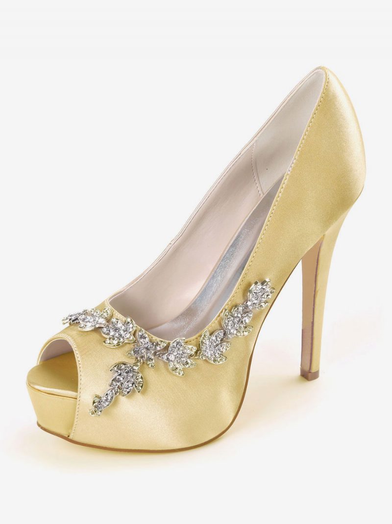 Damen Rhonestones Peep Toe Brautschuhe Stiletto-absatz Pumps - Gold