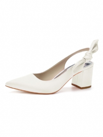 Damen-slingback-brautpumps Mit Niedrigem Absatz Aus Satin