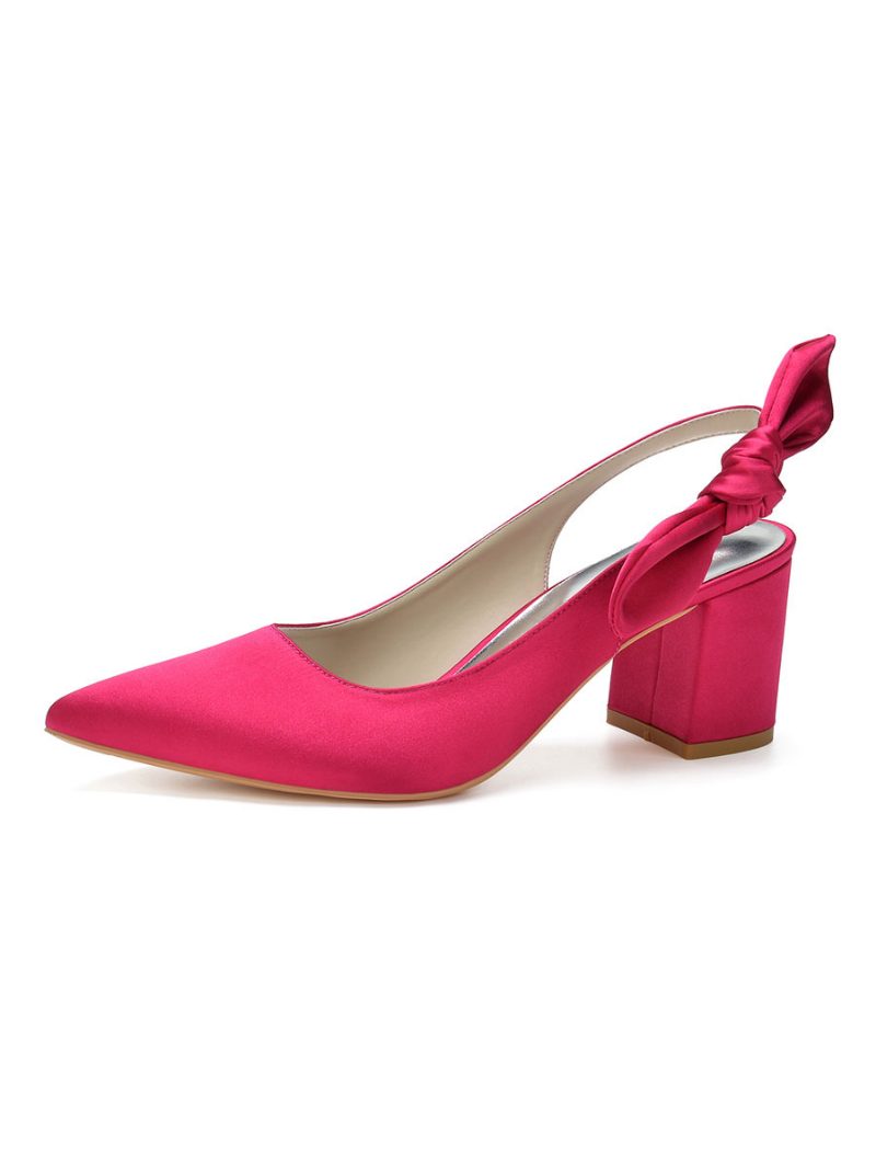 Damen-slingback-brautpumps Mit Niedrigem Absatz Aus Satin - Rose