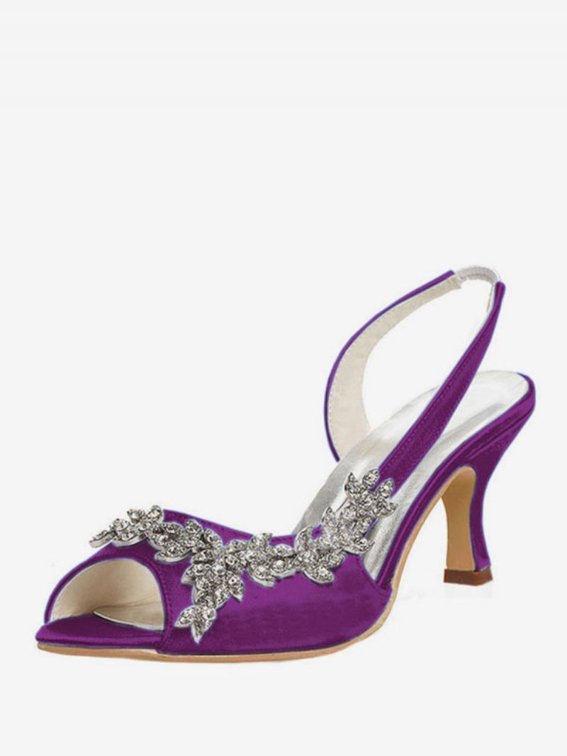 Damen-slingback-hochzeitspumps Mit Strasssteinen - Lila