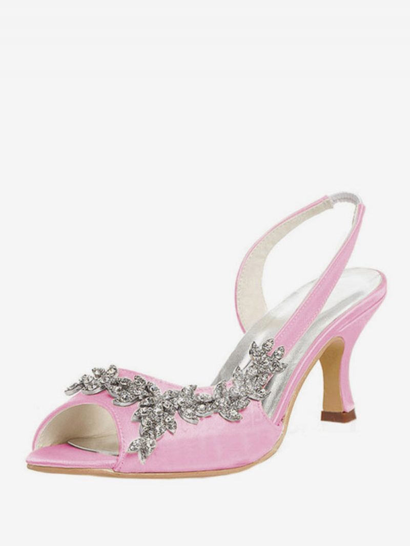 Damen-slingback-hochzeitspumps Mit Strasssteinen - Rosa