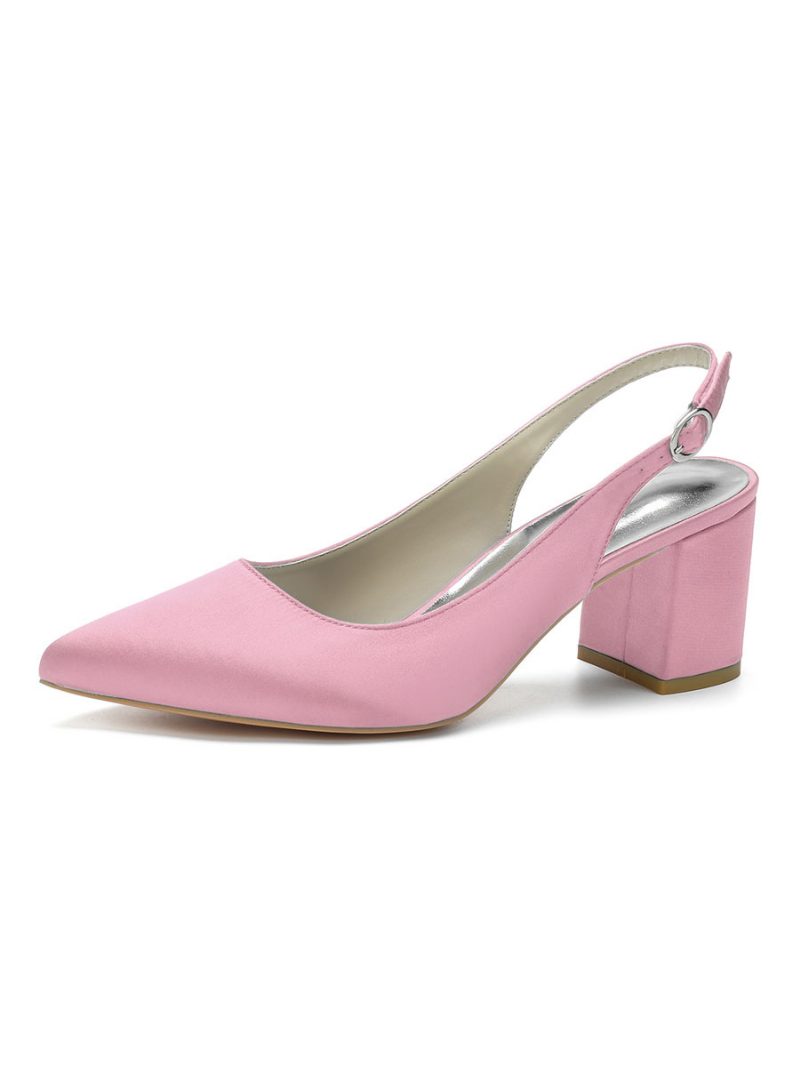 Damen-slingback-pumps Mit Blockabsatz Und Spitzer Zehenpartie - Rosa