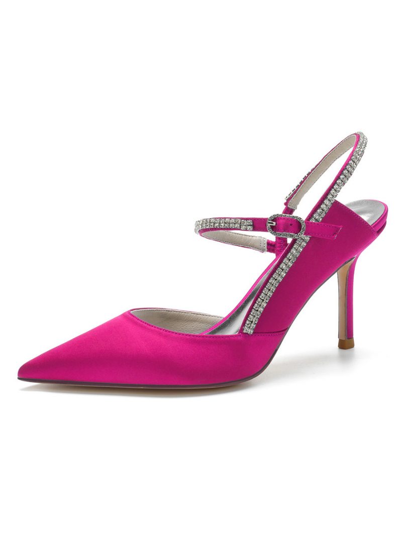 Damen-slingback-pumps Mit Strass Und Absatz Brautschuhe - Rose