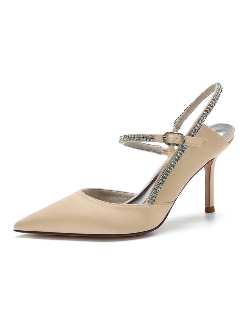 Damen-slingback-pumps Mit Strass Und Absatz Brautschuhe - Champagner