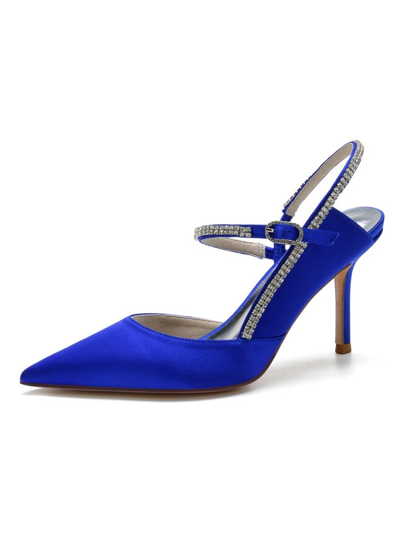 Damen-slingback-pumps Mit Strass Und Absatz Brautschuhe - Königsblau