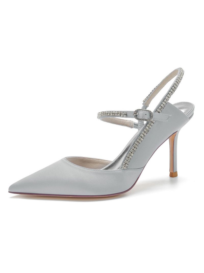 Damen-slingback-pumps Mit Strass Und Absatz Brautschuhe - Silber