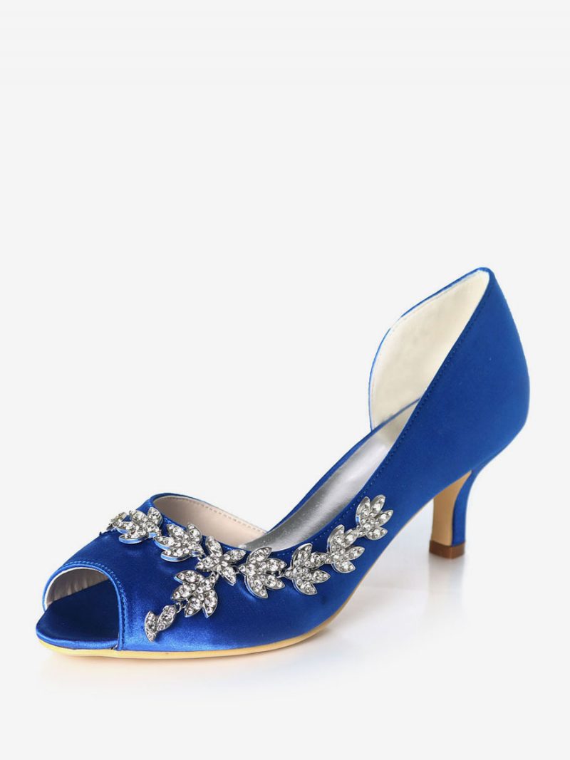 Damen-strass-dorsay-brautpumps Mit Kätzchenabsatz - Blau