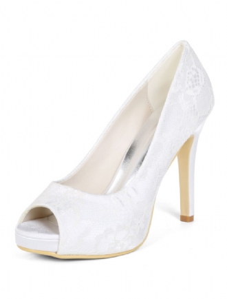 Elfenbeinfarbene Hochzeitsschuhe Für Damen Spitzen-peep-toe-hochzeitsschuhe Die Brautmutter