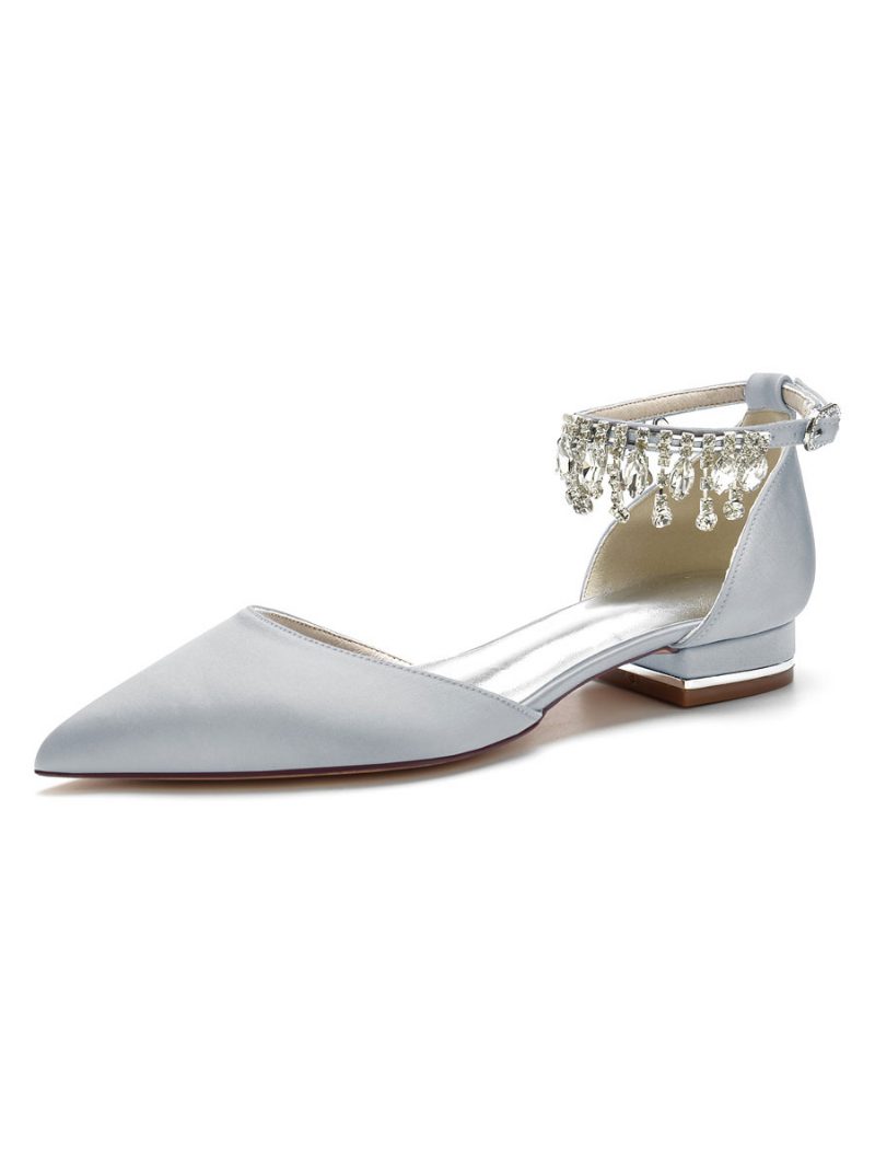 Flache Damen-brautschuhe Mit Strasssteinen - Silber