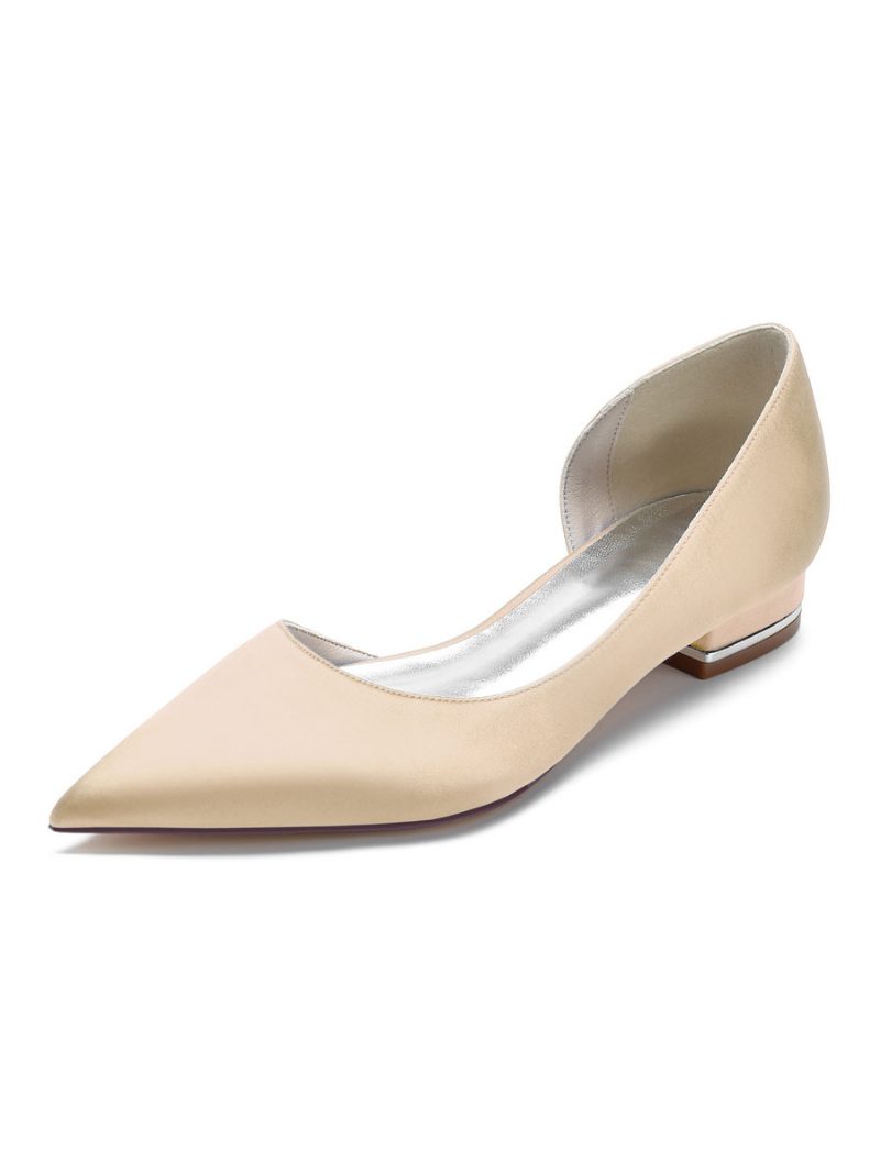 Flache Dorsay-brautschuhe Für Damen Aus Satin - Champagner