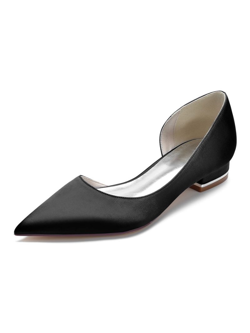 Flache Dorsay-brautschuhe Für Damen Aus Satin - Schwarz