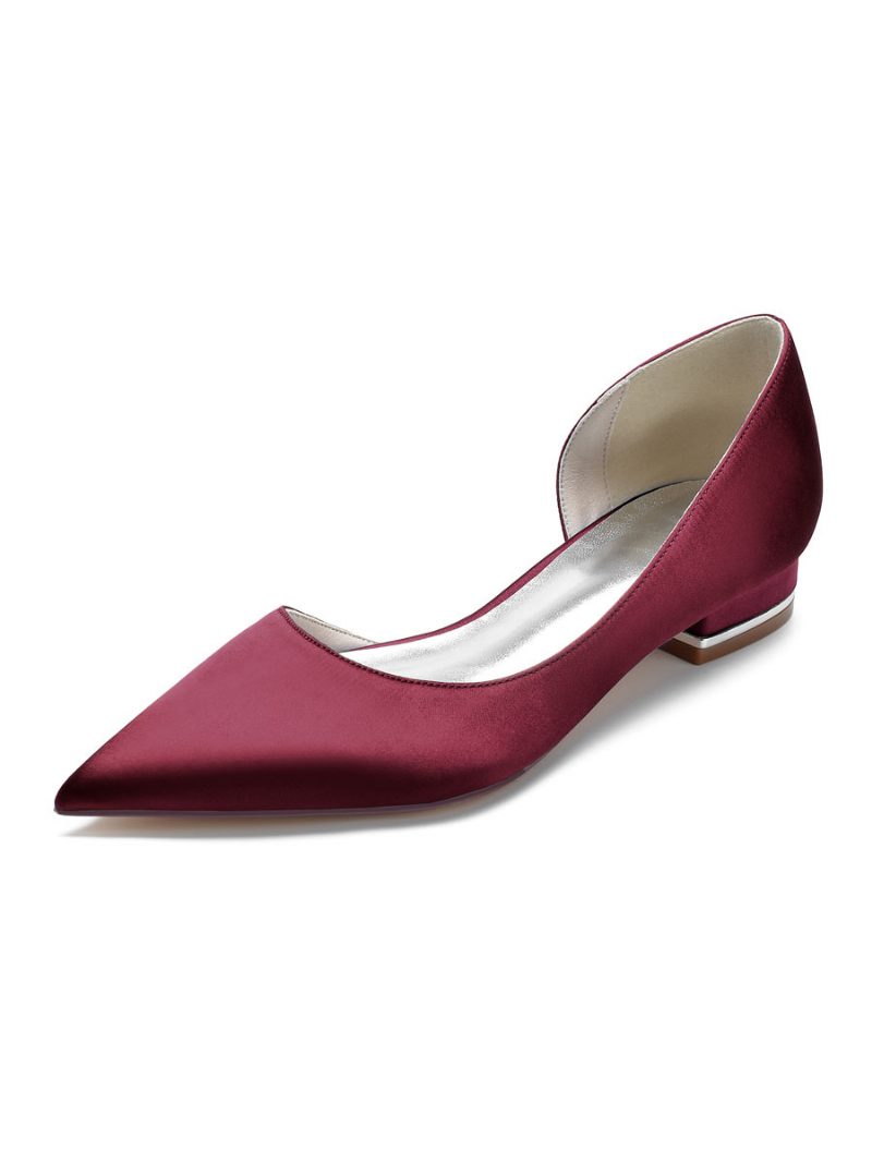 Flache Dorsay-brautschuhe Für Damen Aus Satin - Burgund