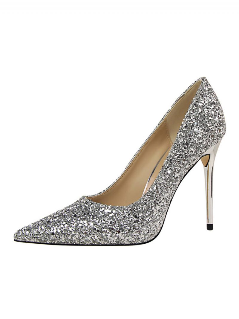 Glitzernde Abendpumps Für Damen Ballschuhe - Silber