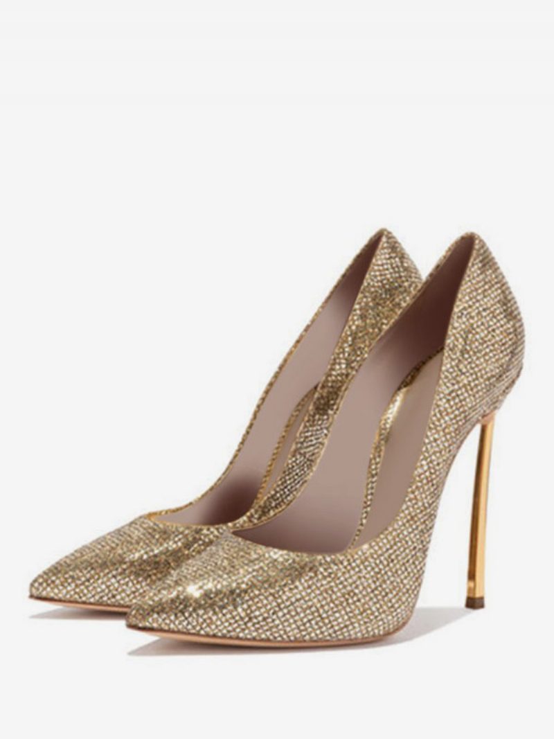 Glitzernde Goldene Abendpumps Für Damen Ballabsätze